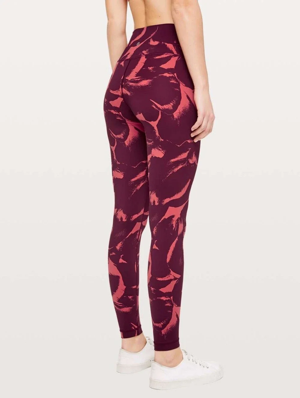 Lululemon Wunder Under Maroon Red Printed High Rise Nulux Tight Leggings